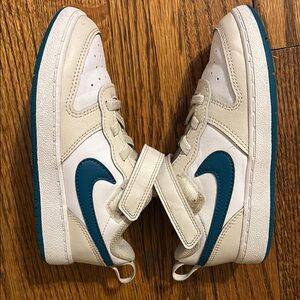 Nike Kids White and Blue Sneakers size 10 toddler.